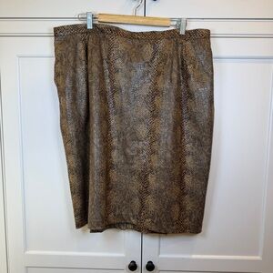 Harve Benard Brown Snake Print Pencil Skirt